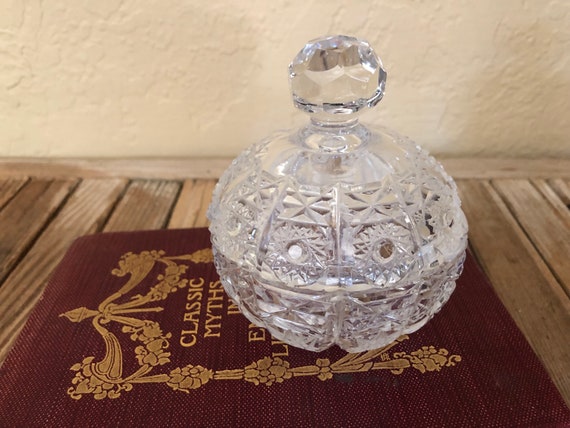Vintage Crystal Star Canister Cut Glass Canister