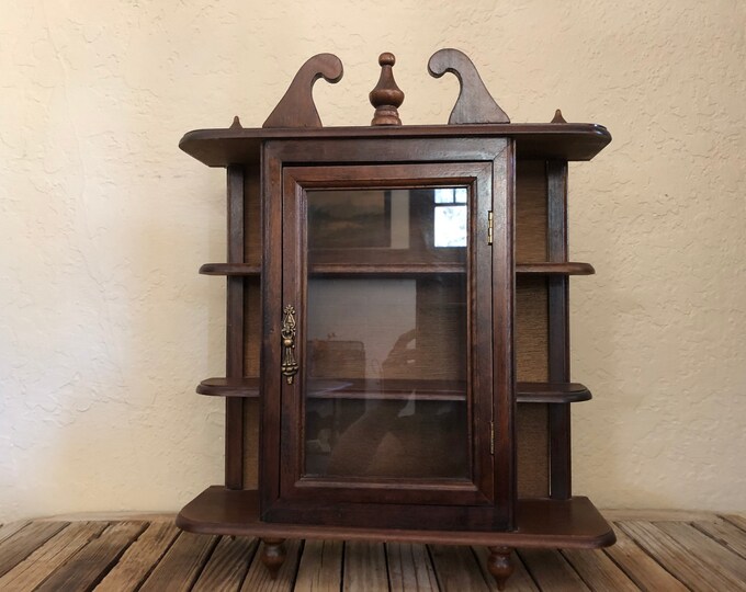 Vintage Wood Wall Mounted Curio Etsy