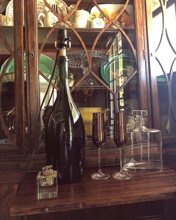 Vintage Large Green Bottle Lamp