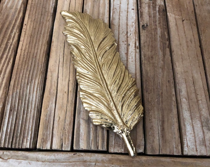 Vintage Gold Cast Metal Feather Wall Decor Feather Gold Feather Wall