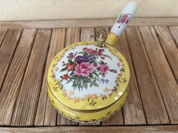 Antique Norleans Japan Yellow Pink Floral Butler Crumb Catcher