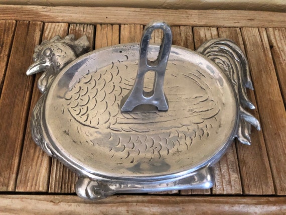 Vintage Silver Metal Chicken Meat Tray
