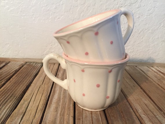 Vintage Ivory and Pink French Teacups Made In France