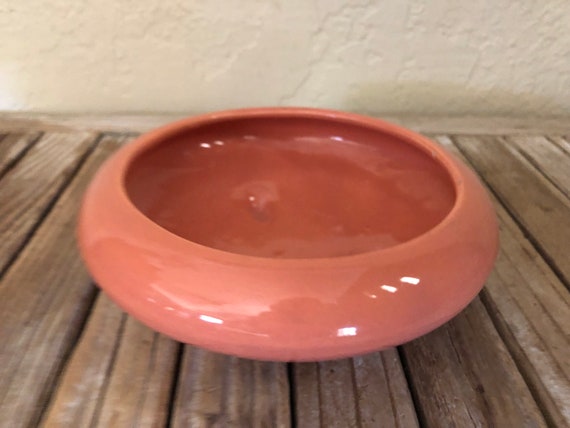 Mid Century Peach California Pottery Orchid Bonsai Pot Made in USA