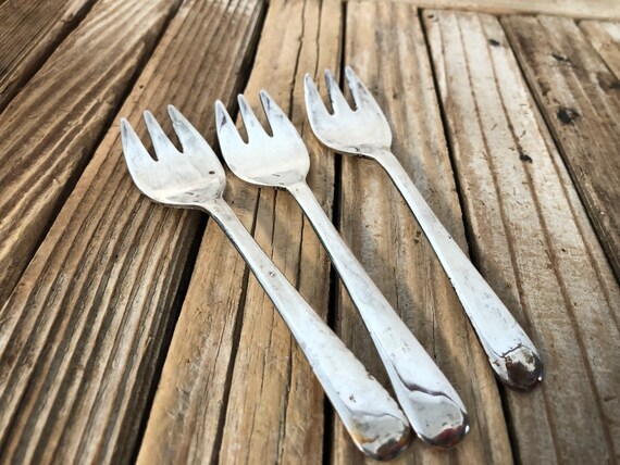 Set of three Antique Silver Sheffield Dessert of Appetizer Forks
