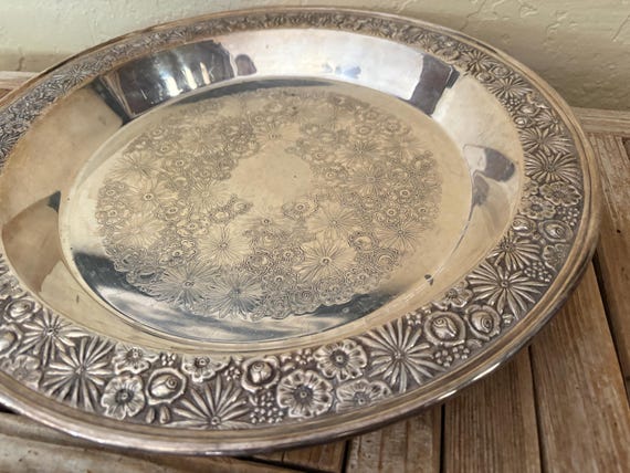 Vintage Towle 1967 EP Contessina Ornate Floral Pressed Metal Tray