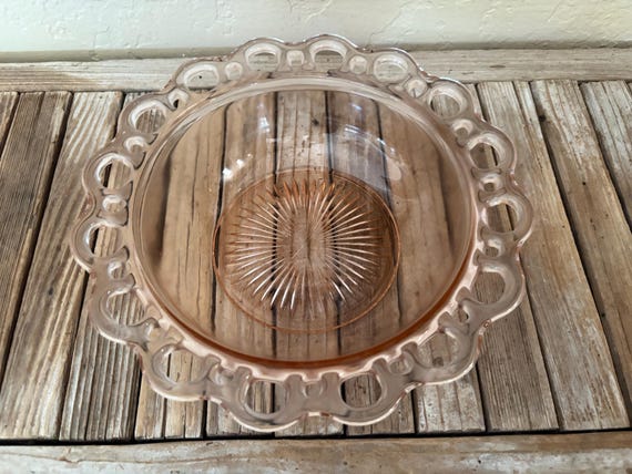 Depression Era Pink Glass Bowl Pink Art Deco
