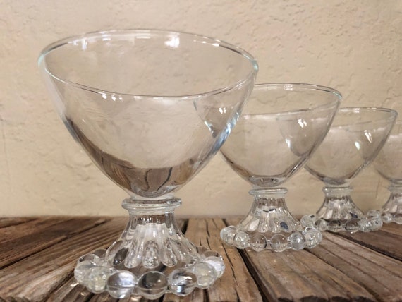 Vintage Set of 3 Martini Beaded Glasses Champagne Coupe Glasses