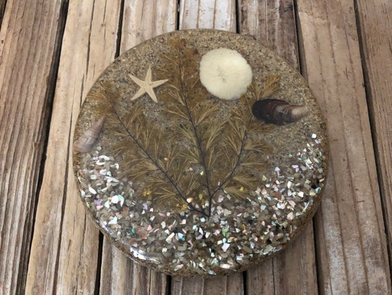 Vintage Acrylic Resin Shell Beach Trivet Craft House of Carmel