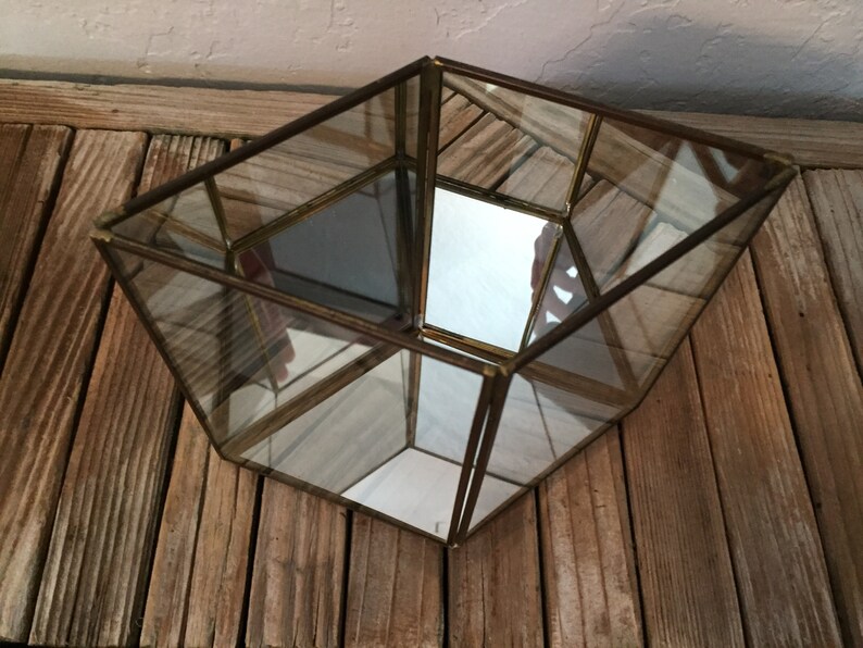 Vintage Brass and Glass Mirror Display Case In A Diamond Shape Etsy