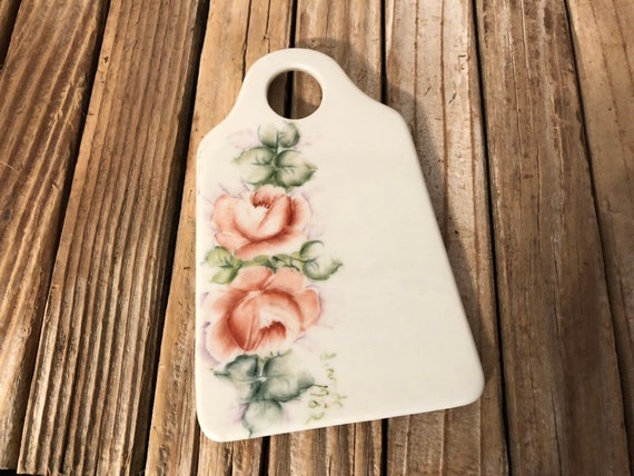 Vintage Ceramic Hand Painted Floral Wall Hanging
