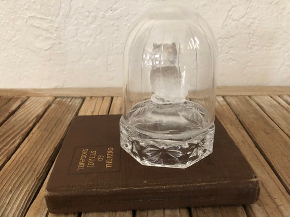 Vintage Glass Owl Dome Paperweight