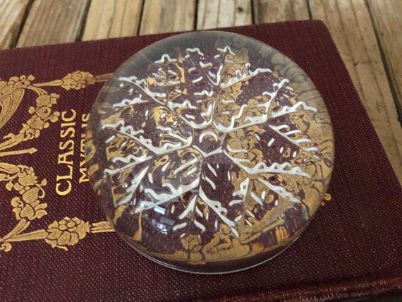 Vintage Glass Snowflake Paperweight