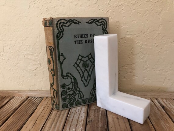 Vintage White L Marble Alabaster Bookend