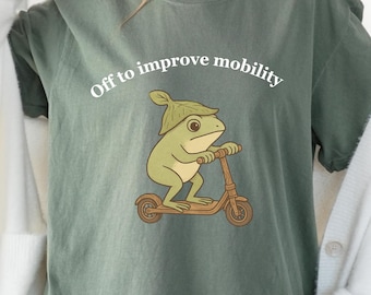 Maglietta "Off To Improve Mobility Frog", regalo divertente per fisioterapia, maglietta "Toad Scooter", maglietta per assistente fisioterapista, maglietta "Comfort Colors"