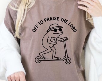 Praise The Lord Frog T-Shirt, Comfort Colors Christian Shirt, Funny Faith Humor Jesus Bible Study Tee