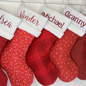 Red Collection - Personalized Christmas Stocking  - Kids Adults Traditional Pets Dog Cat