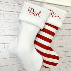 Red and White Collection- Personalized Christmas Stocking  - Kids Adults Traditional Pets Dog Cat