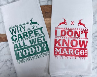 Christmas Vacation Tea Towel Set: Margo & Todd Quotes