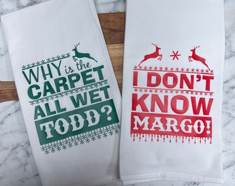 Christmas Vacation Margo and Todd Tea Towel | Flour Sack Towel | Dish Towel | Holiday | Gift | Housewarming