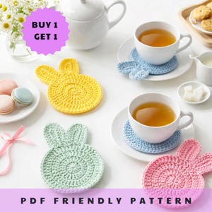Bunny Crochet Coaster Pattern PDF, Spring Coaster DIY, Beginner Friendly Amigurumi Tutorial, Easter Gift