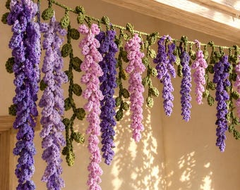Crochet Wisteria Garland Curtain Pattern, Amigurumi Hanging Flowers Vines Tutorial PDF, DIY Window Aesthetic Decor