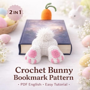 Crochet Bunny Bookmark Pattern PDF, Amigurumi Tutorial, Beginner Friendly Digital Download, Gift for Book Lover