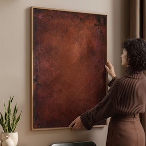 Rust Terracotta Abstract Wall Art Textured Canvas Print Wabi Sabi Decor Floating Frame Art