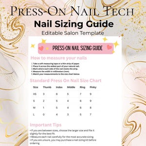 Press On Nail Sizing Guide Template | NailTech Size Chart | Editable Canva Nail Template | Press On Nail Business Form | Nail Tech Printable