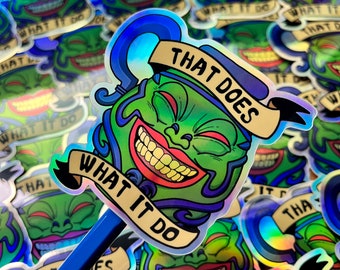 Holographic Greedy Pot Meme | Vinyl Sticker