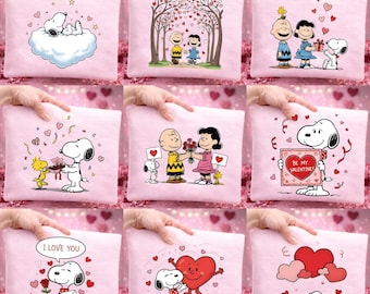 Snoopy Valentines PNG Bundle, Peanuts Valentines PNG, Cartoon Dog PNG