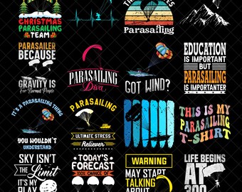 Parasailing PNG Bundle, Funny Parasailing Shirt Designs, Parasailing Quotes Png, Sky Adventure png, Life at 300 Feet Sublimation Design