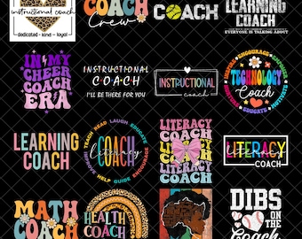 Learning Coach PNG Bundle, Instructional Math Literacy Png, Technology Health Learning Cheer Coach Png, Sublimation Design
