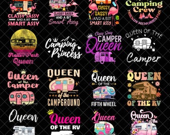 Camping Queen Png File Bundle, Camping Mode PNG, Family Adventure Retro Summer Camping png, Outdoor Camping Lover Camping Shirt Design Girls