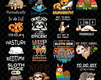 Lazy Animals Png, Funny Aniamls, Sloth Mode, Lazy Png, Cute Animals, Animal Cliparts, Funny Png, Animal Lover, Bundle Sublimation