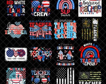 American Teacher 4th of July Png Bundle, American Teacher Png, Patriotic Teacher Shirt Png, USA Teacher Life png, Independence Day