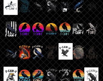 F-Caw-F Png Bundle, F-CAW-F Digital, Funny Raven Design, Raven PNG, Raven Digital PNG, Gothic Crow Art, Crow Png, F Caw F, Bird Png