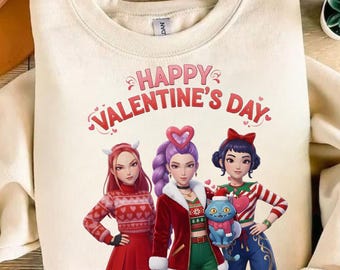 Kpop Huntrix Valentine PNG Bundle, Valentine Saja Girls Png, Kpop Demon Hunter Png, Happy Valentine's Day Png, Kpop Fan Design