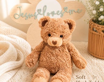 Soft Plush Teddy Bear, Neutral Nursery Toy, Newborn Keepsake, Cozy Stuffed Animal for Baby