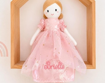 Personalized Princess Doll, Custom Name Embroidered Doll, Baby Girl Gift, Soft Rag Doll, Birthday Gift for Girls, Keepsake Doll
