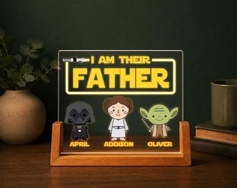 StarWars I Am Their Father LED Light, Custom Dad Lamp, Space Theme Dad Light, Photo Collage LED Light, Custom Photo Gifts for Father's Day