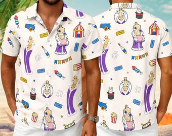 The Amazing Circus Kinger Hawaiian, The Amazing Digital Circus Animiniz Beach Series Kinger Hawaiian Shirt, The Amazing Digital Circus