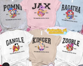 The Amazing Digital Circus All Characters Tshirt Sweatshirt, Pomni Jax Ragatha Gangle Crewneck, Caine Kinger Zooble Pullover, Gamer Gift