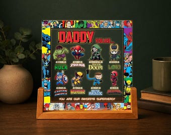 Personalized Dad Superhero Light, Photo Collage LED Light, Daddy You Are Our Favorite Superhero, Personalized Father’s Day Gift from Kids