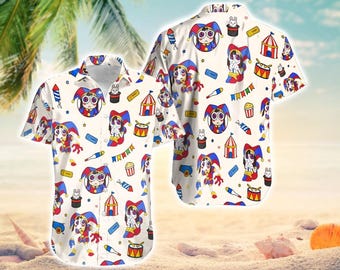 The Amazing Circus Pomni Hawaiian, The Amazing Digital Circus Animiniz Beach Series Pomni Hawaiian Shirt, Pomni Hawaiian Shirt