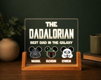Custom The Dadalorian Best Dad In The Galaxy Night Light,  Starwars Father's Day Light, Family Matching Best Dad Light Bedroom Decor
