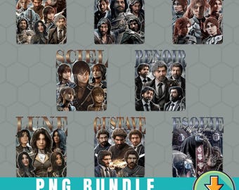 Download di immagini PNG con personaggi vintage degli anni '90 della spedizione 33, Gustave Lune Lune Clair Obscur Expedition 33 PNG Design,