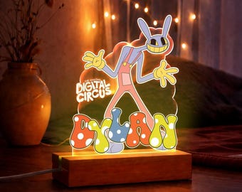Jax The Amazing Digital Circus LED Lamp, TADC Fan Gift, Circus Characters, Circus Theme Room Decor, Anime Gift Birthday for Boy Girl