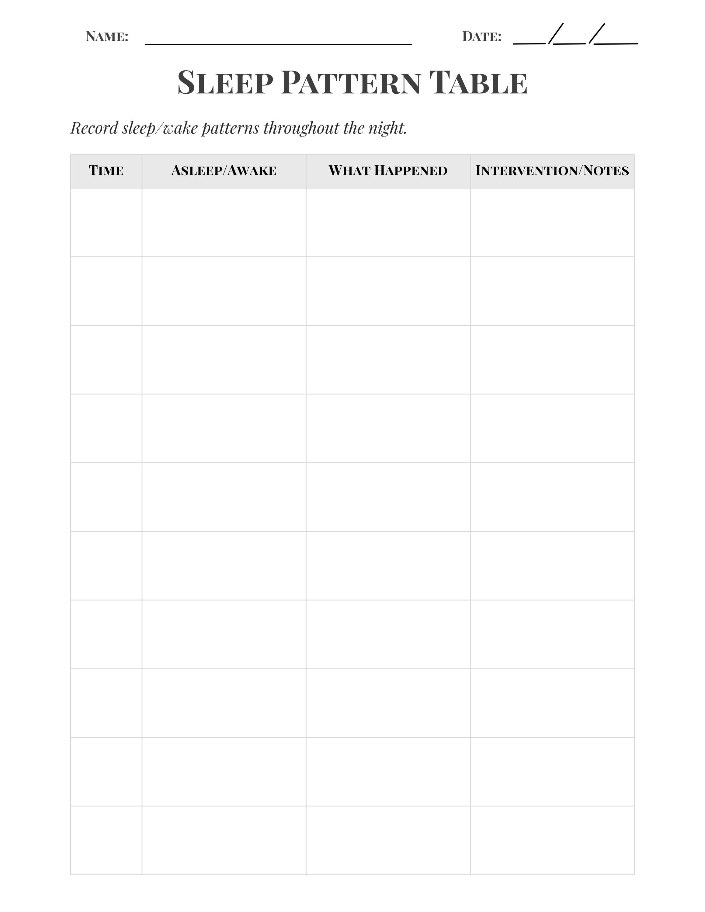 Sleep Pattern Graph Pdf Daily Sleep Log | Printable Caregiver Sleep Tracker | Elderly Sleep ...