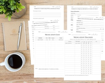 Caregiver Emergency Information Organizer for Senior Care | Elder Care Planning Printable | Aging Parent Medical & Contact Info PDF